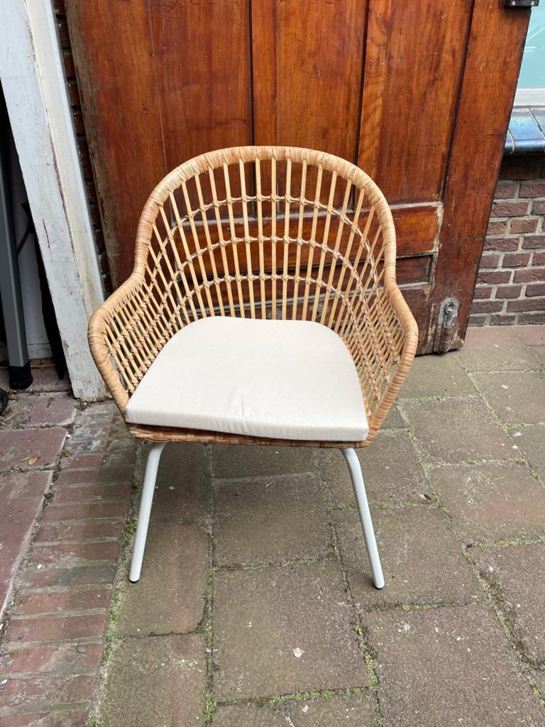 Ikea Nilsove rotan stoel met kussen, Ophalen, Bruin, Riet of Rotan, Zo goed als nieuw