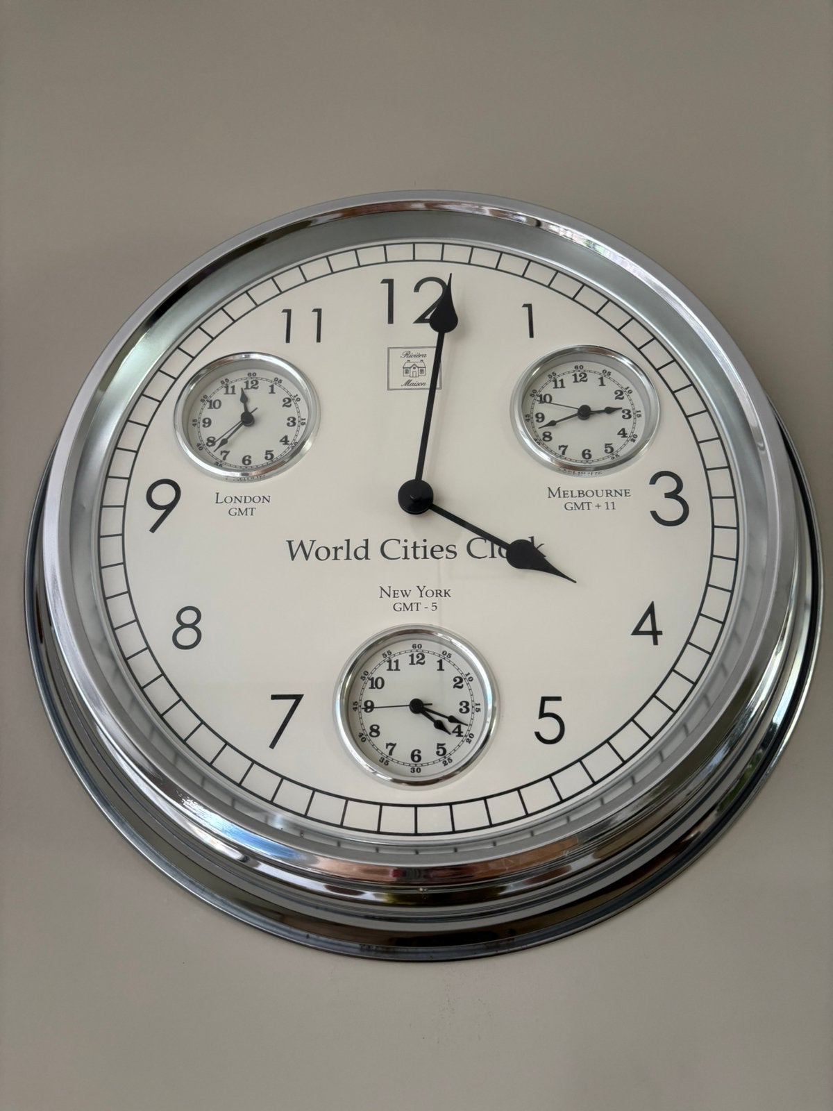 Riviera Maison world cities clock, Ophalen, Staal, Overige merken, 1960 of later