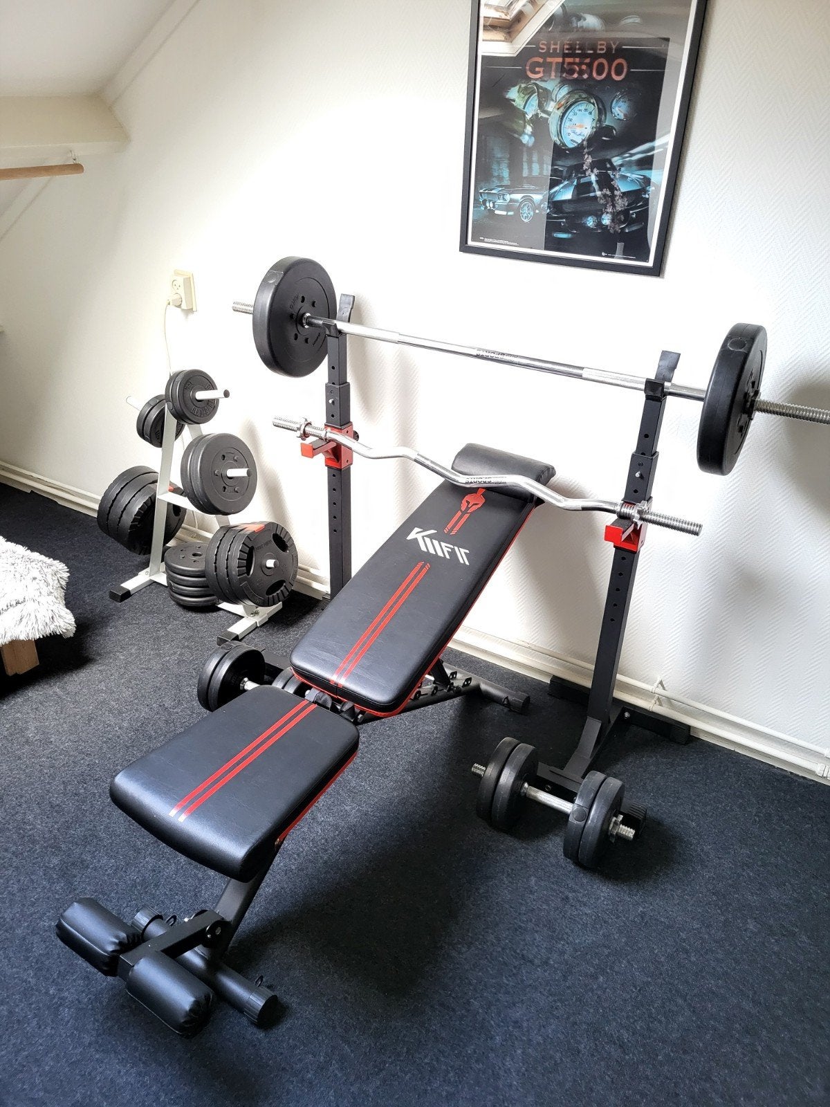 Halterbank zeer compleet, Ophalen, Zo goed als nieuw, Fitnessbank