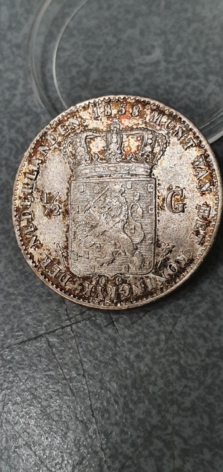 Zilveren ½ Gulden Koning Willem 3 1858, Postzegels en Munten, Munten | Nederland, ½ gulden, Zilver, Ophalen of Verzenden, Koning Willem I