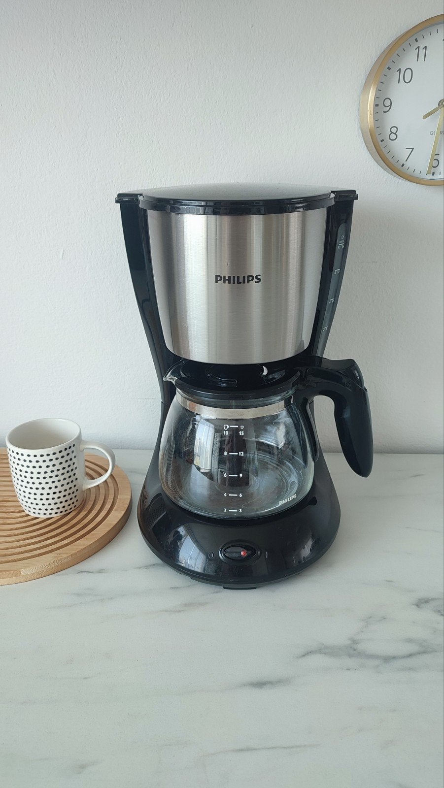 Philips Koffiezetapparaat - Zwart/RVS - Goede staat, 10 kopjes of meer, Koffiemachine, Gemalen koffie, Ophalen of Verzenden