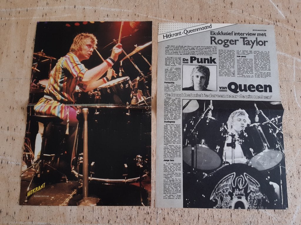 Knipsels Cuttings Queen Roger Taylor Poster Hitkrant, Ophalen of Verzenden, A1 t/m A3, Muziek, Rechthoekig Staand