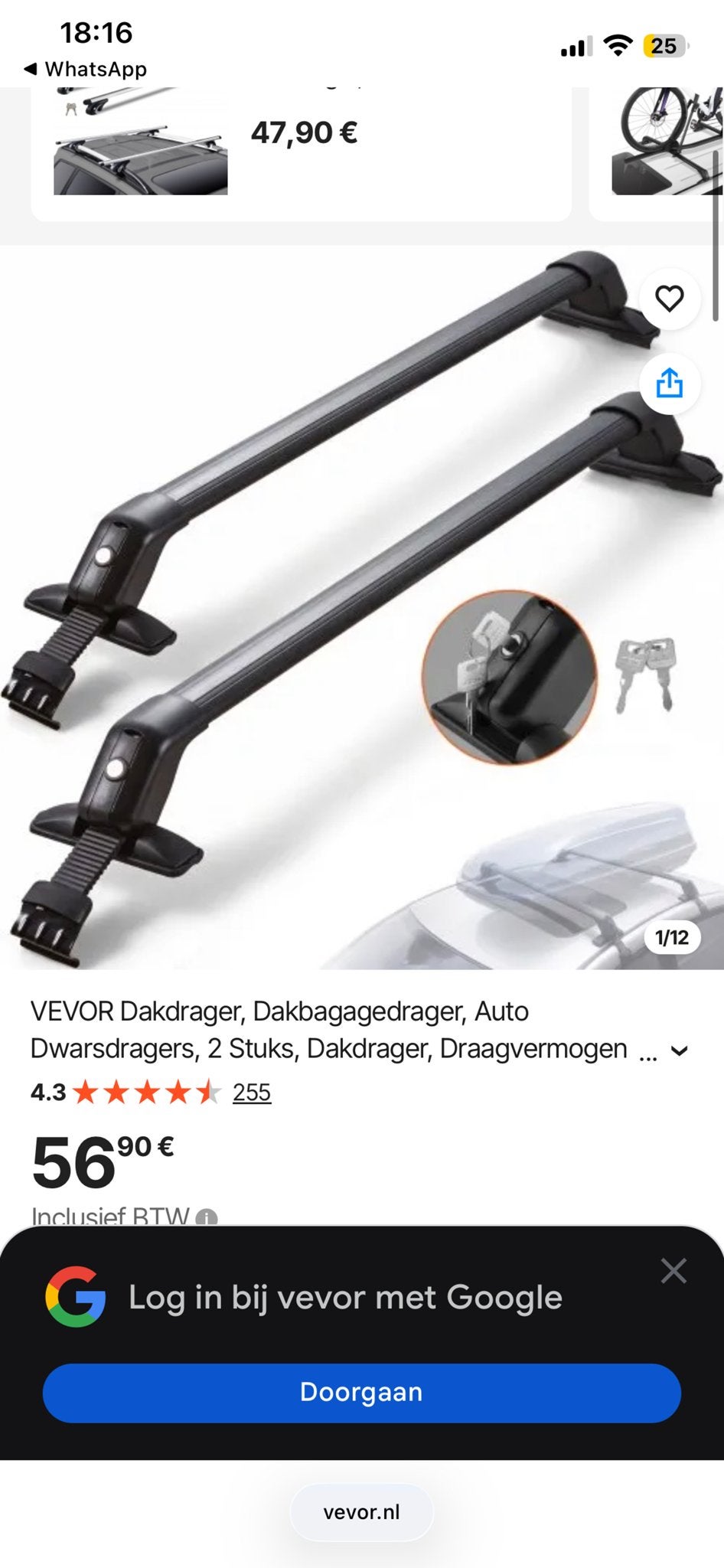 Vevor Dakdragers - Zo goed als nieuw, Ophalen, Zo goed als nieuw