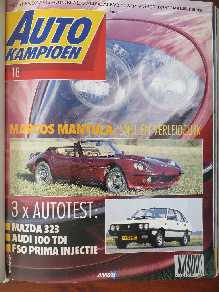 Autokampioen 18 1990 Marcos Mantula, Mazda 323 aut. sedan, Boeken, Ophalen of Verzenden, Nieuw, Mazda
