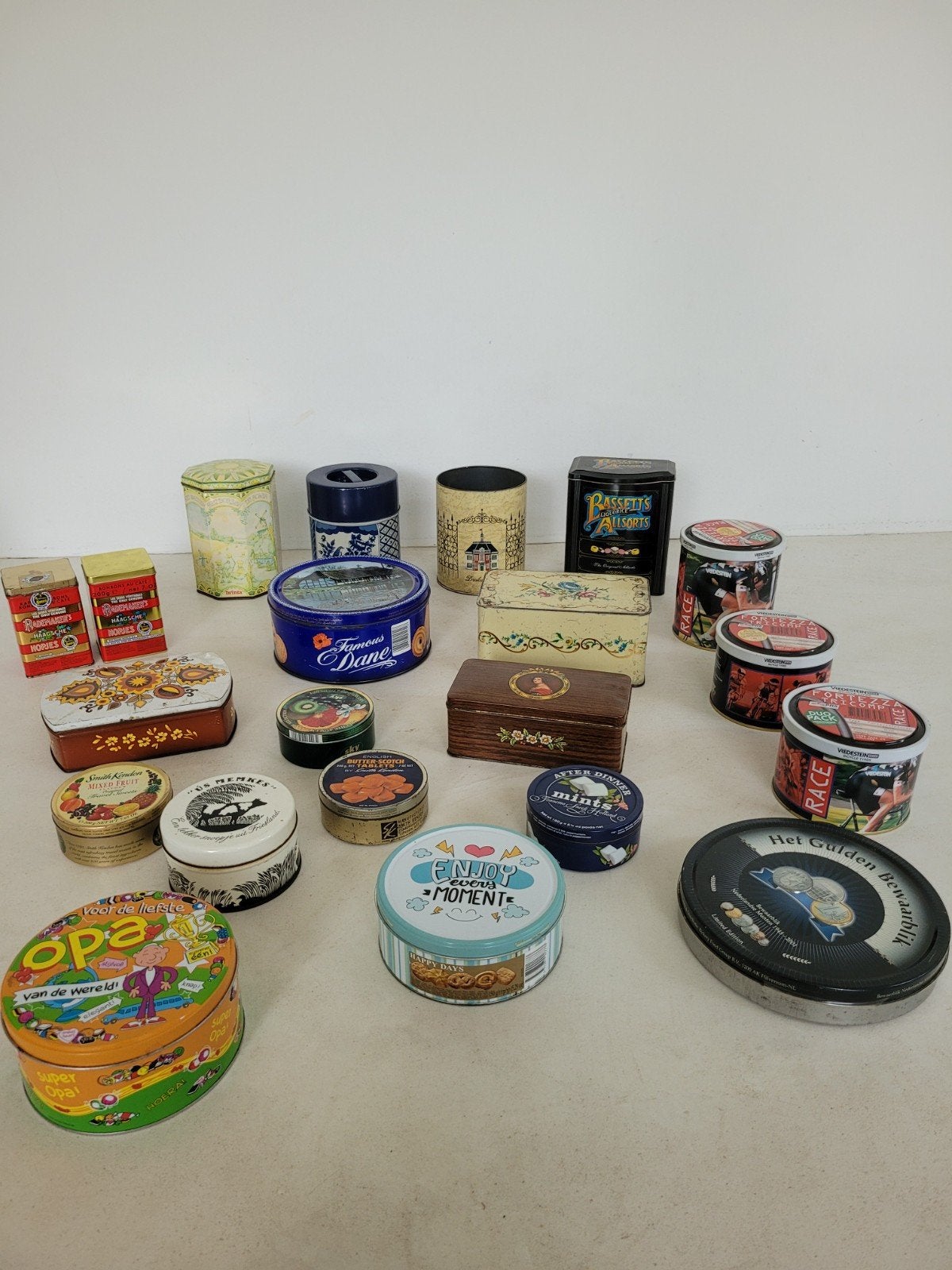 Collectie 21 vintage blikken - diverse merken en maten, Ophalen of Verzenden, Gebruikt, Overige