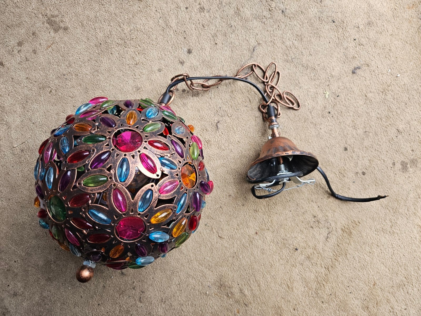 Oosterse hanglamp met kleurrijke kralen, Huis en Inrichting, Lampen | Hanglampen, Gebruikt, E14 (klein), Ophalen of Verzenden