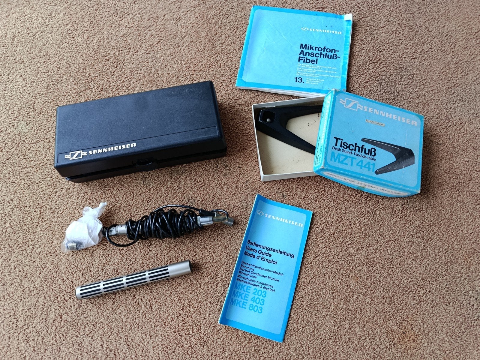 Sennheiser MKE 203/403/803 Electret Condenser Microfoon Set, Ophalen of Verzenden, Gebruikt, Studiomicrofoon
