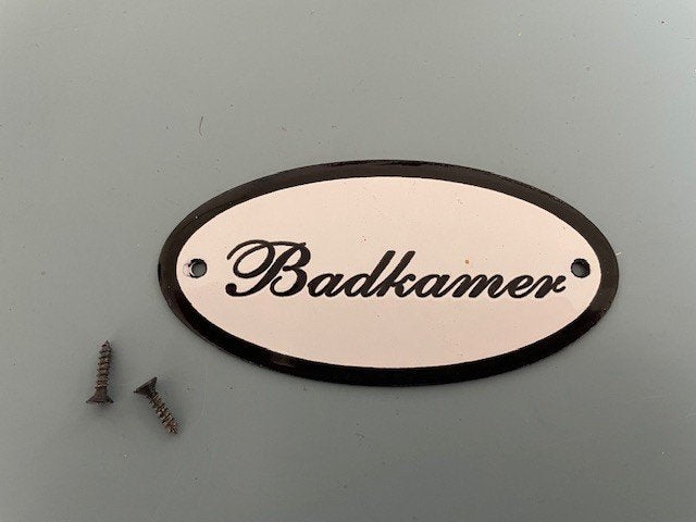brocante bordje badkamer 5 x 10 cm ook voor het toilet, Antiek en Kunst, Ophalen of Verzenden