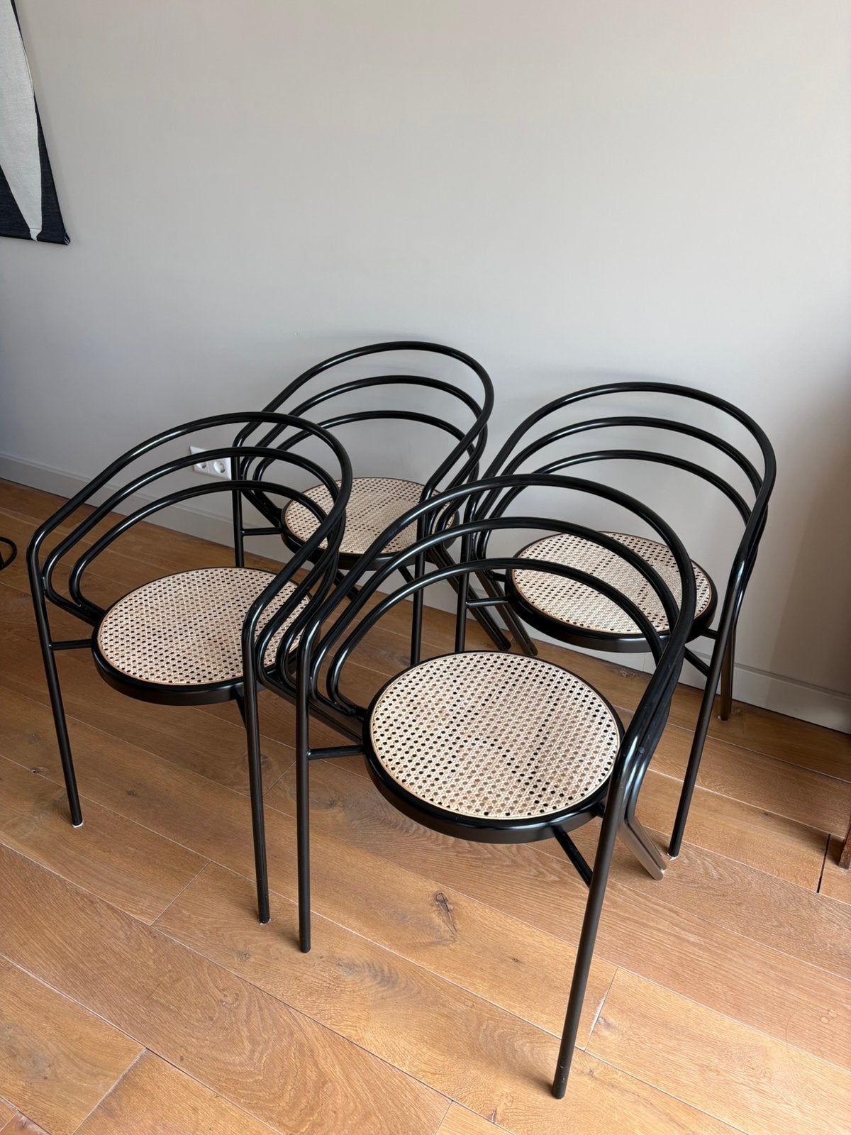 Set van 4 vintage buisframe stoelen, Ophalen, Gebruikt, Zwart, Vier