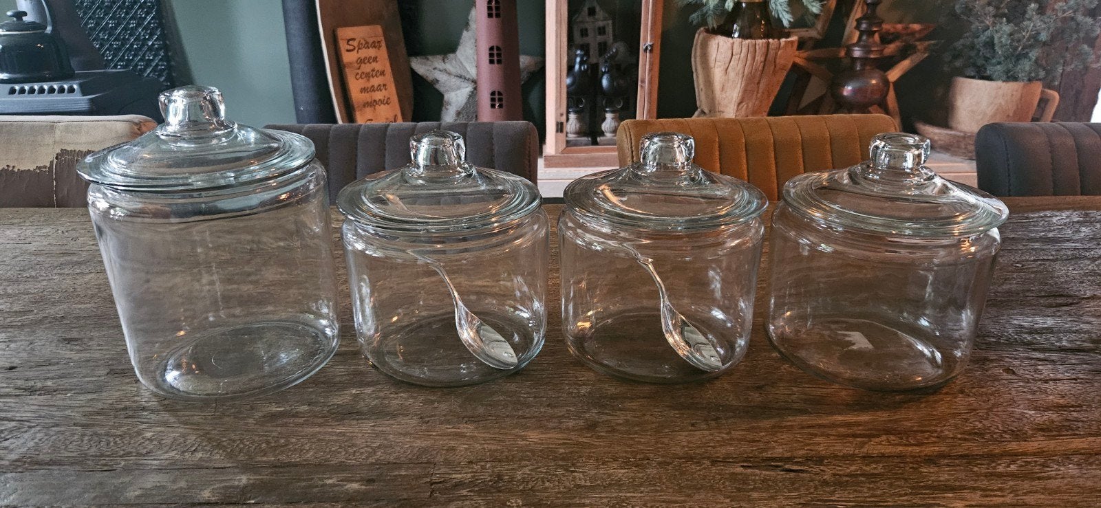 prachtige set voorraadpotten, grutterspotten, snoeppotten, Ophalen, Overige typen, Overige stijlen, Glas