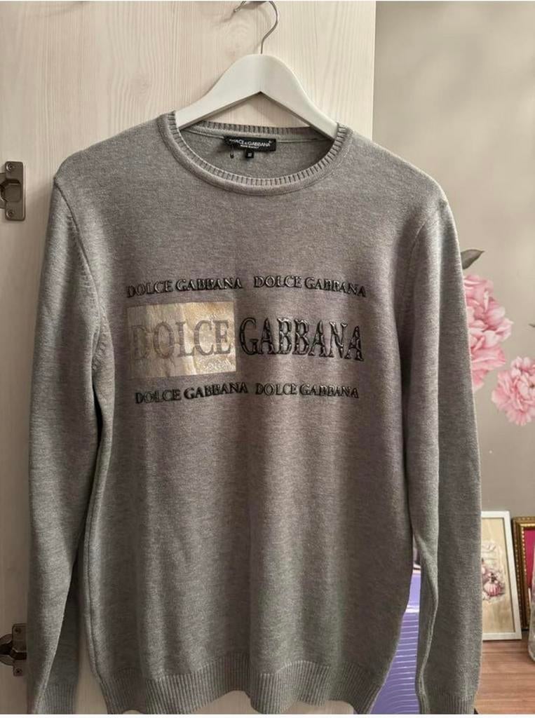 Dolce & Gabbana Trui Maat M - Grijs met Logo, Kleding | Heren, Truien en Vesten, Ophalen of Verzenden, Zo goed als nieuw, Maat 48/50 (M)