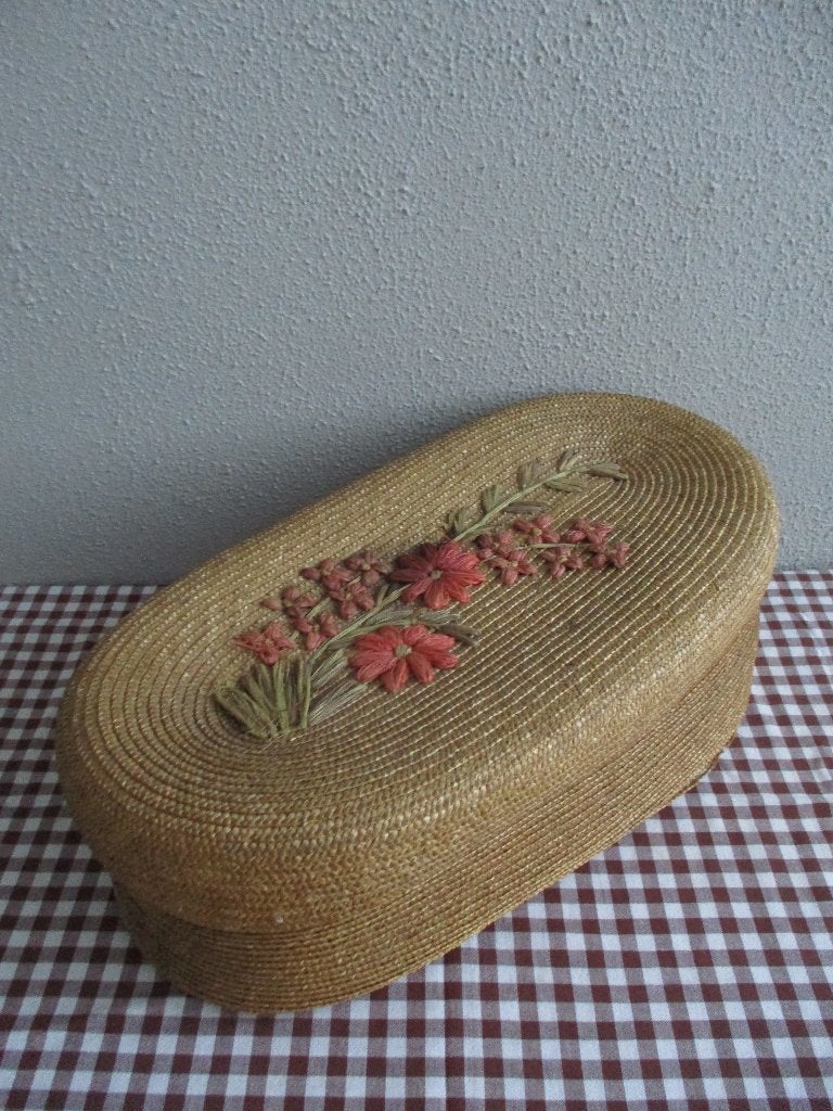 Vintage Mand  met Bloemenmotief van Raffia Retro, Ophalen of Verzenden, Huis en Inrichting