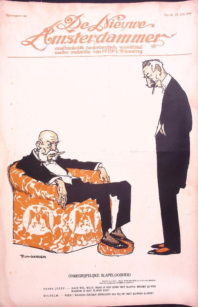 Rokende Wilhelm en Frans Jozef op spotprent, Ophalen