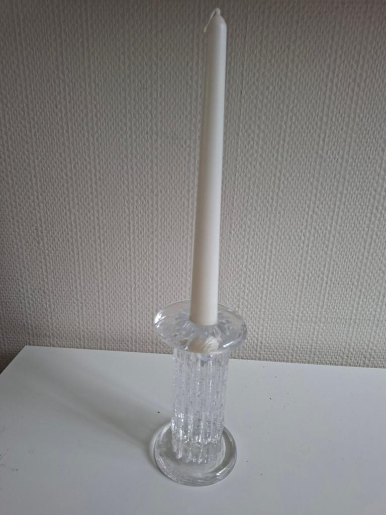 Kosta Boda Glazen kandelaar met geribbelde textuur, Ophalen of Verzenden, Glas