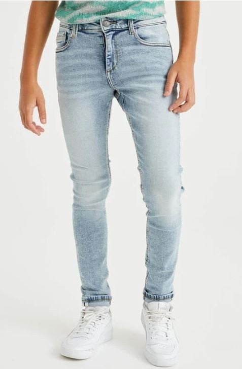 Mooie blauwe WE Blue Ridge superskinny jog jeans mt 152., Kinderen en Baby's, Kinderkleding | Maat 152, Broek, Verzenden, Zo goed als nieuw