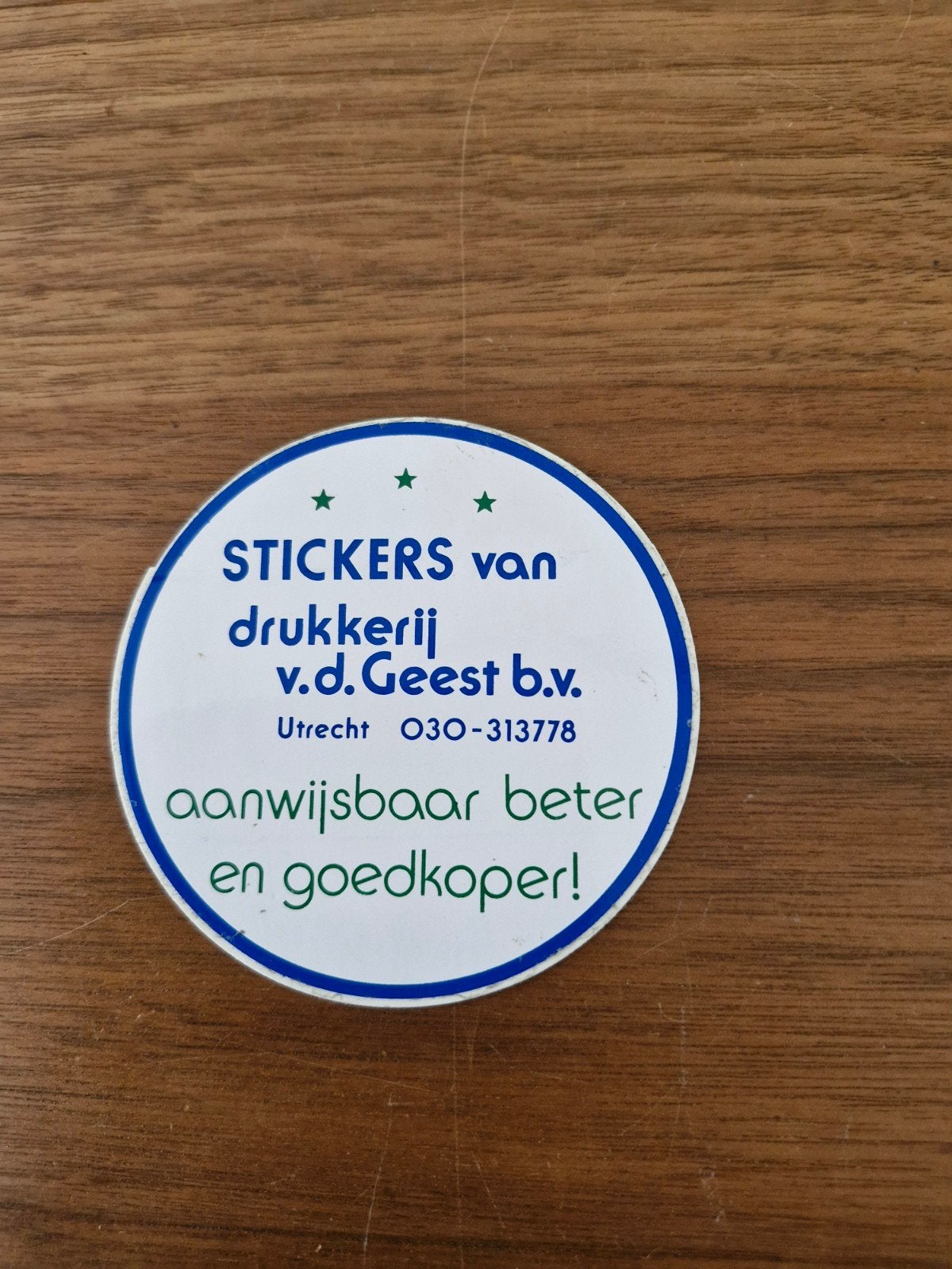 9289 Vintage Sticker Drukkerij v.d. Geest b.v. Utrecht, Ophalen of Verzenden, Gebruikt, Sticker