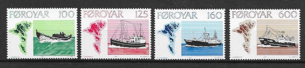 Denemarken (Faeröer) Michel 24-27 postfris   SCHEPEN, Ophalen of Verzenden, Denemarken, Postfris
