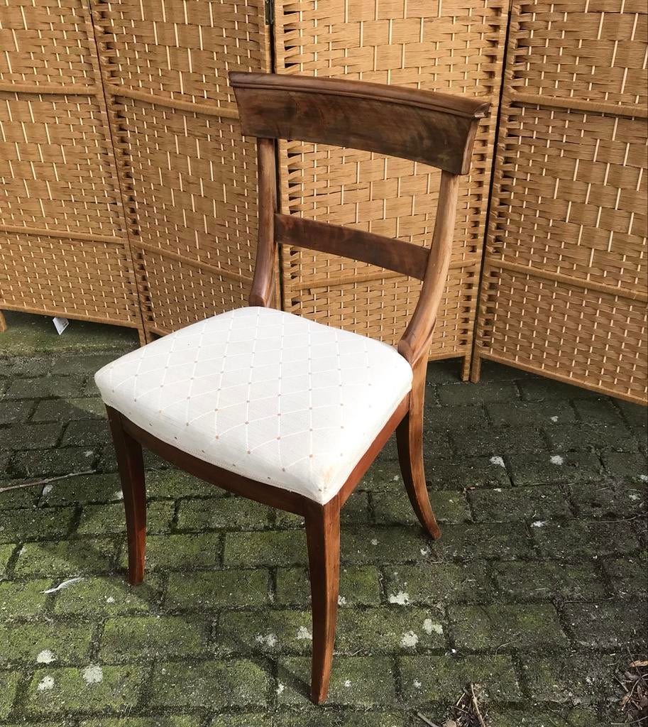 Antieke Biedermeier eetkamerstoelen en armstoel, Ophalen of Verzenden