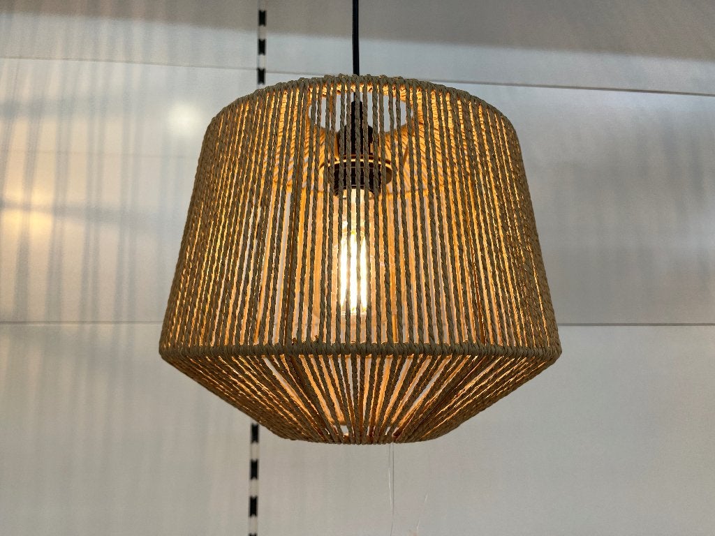 Kwantum hanglamp Adona Naturel 2x, Huis en Inrichting, Ophalen of Verzenden, Zo goed als nieuw, Natuurlijk materiaal, E27 (groot)