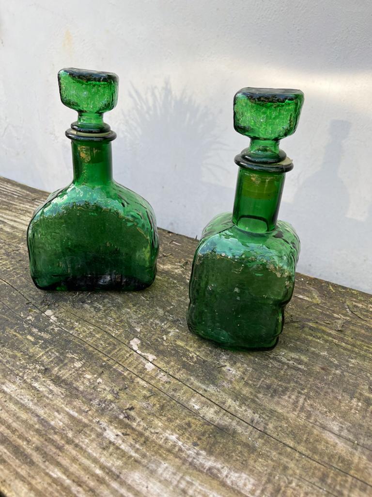 Retro vazen groen glas jaren 60 vintage samen €42,50, Ophalen of Verzenden, Huis en Inrichting