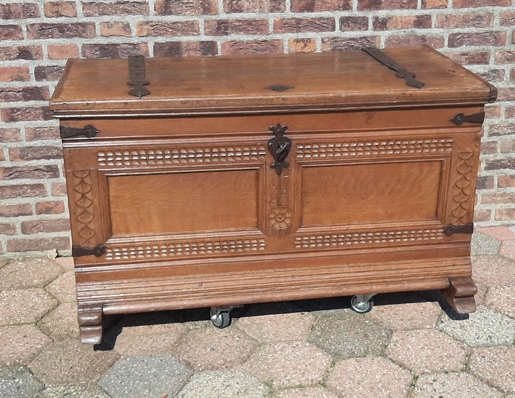 Antieke kist, scheepskist, dekenkist, Ophalen, 50 – 75, Gebruikt, 50 tot 100 cm