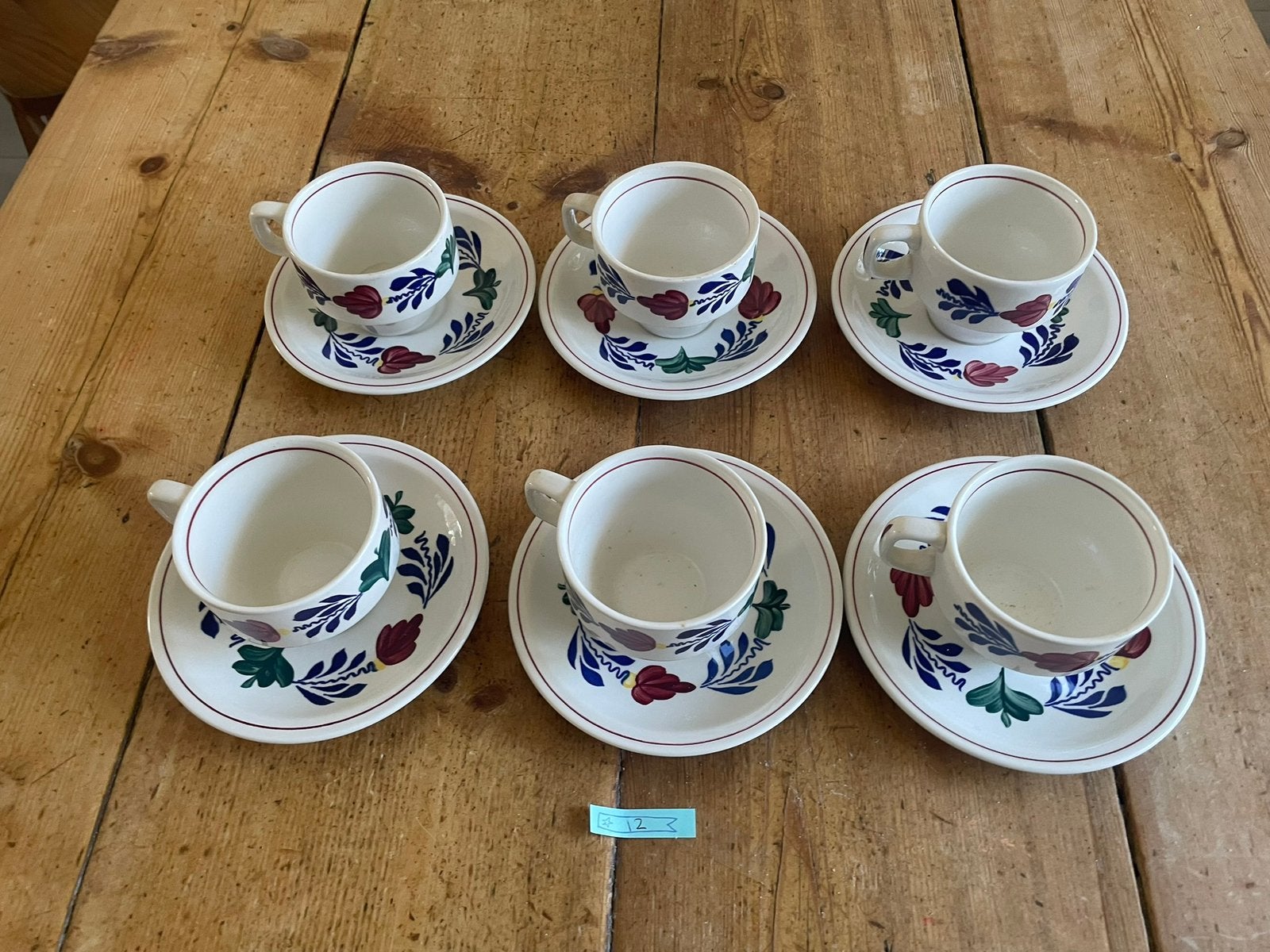 6 koffie/theekopjes Boerenbont, Ophalen of Verzenden, Zo goed als nieuw, Aardewerk, Overige typen