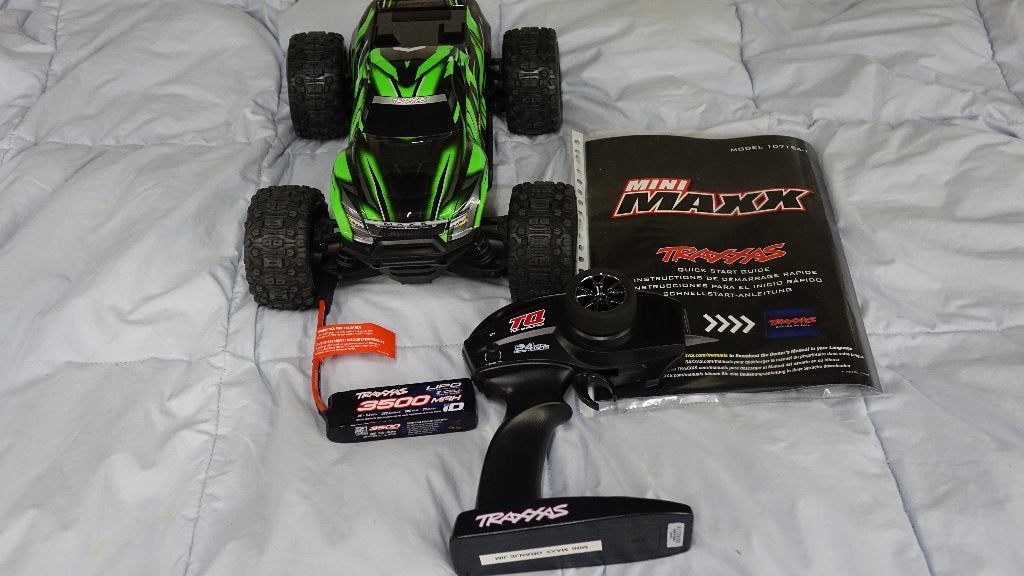 traxxas mini maxx 2s met lipo 2s, Elektro, Auto offroad, Nieuw, Ophalen of Verzenden
