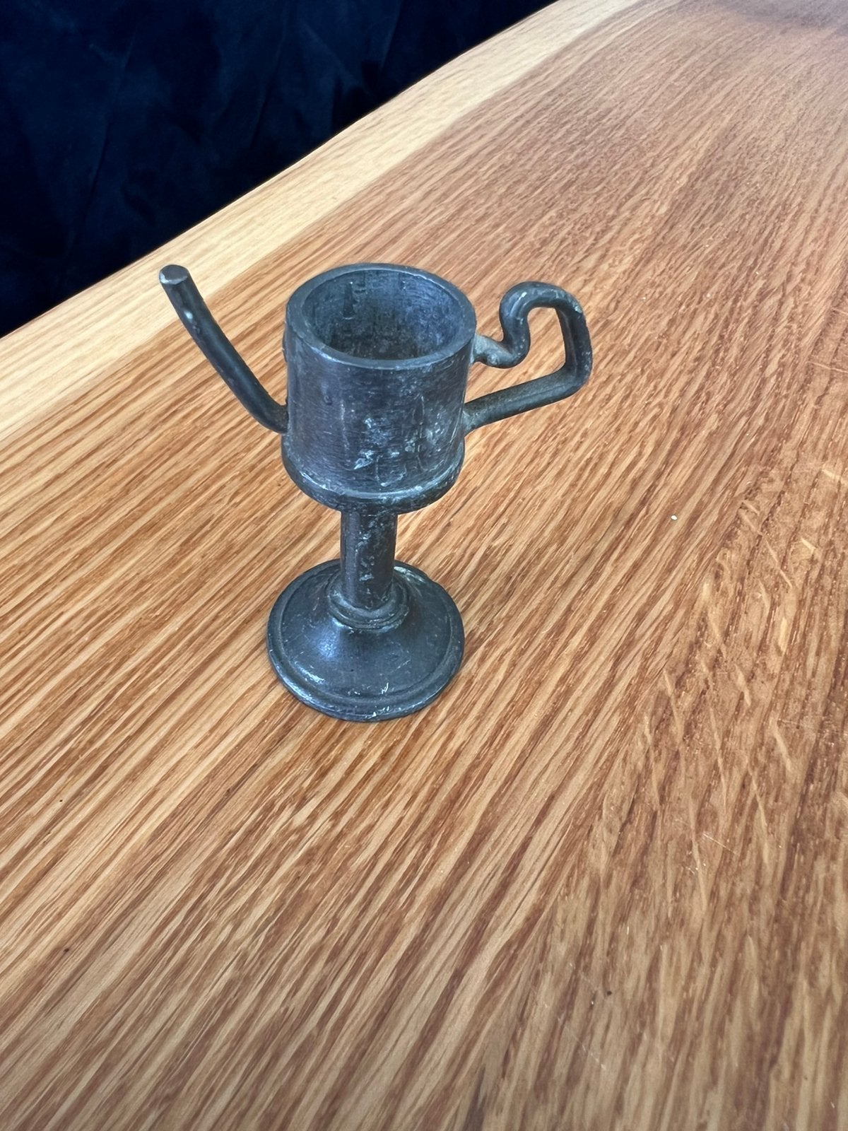 Antieke tinnen olielamp - miniatuur, Antiek en Kunst, Ophalen of Verzenden