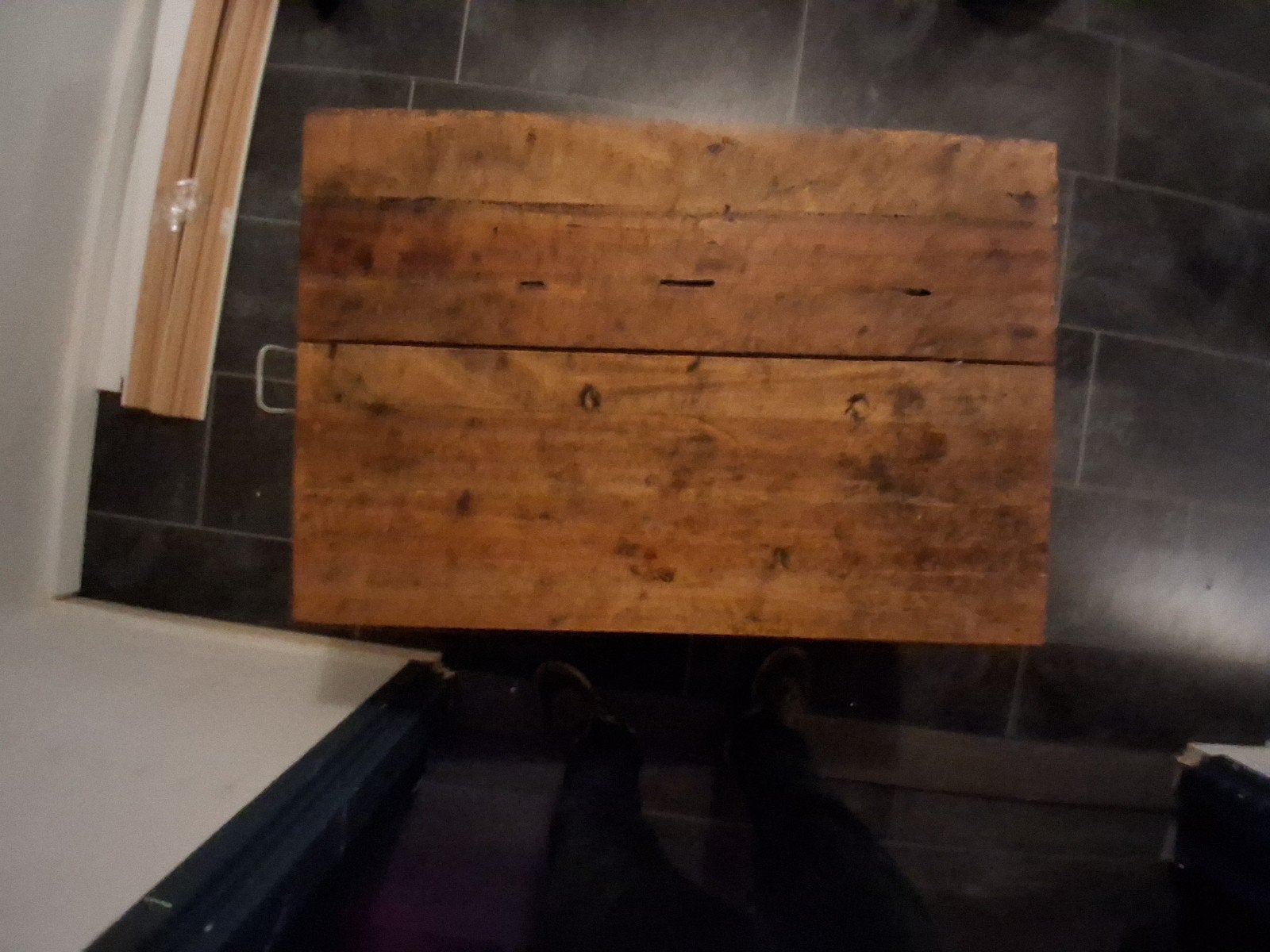 Unieke handgemaakte salontafel van olievat en hout, 50 – 75, Gebruikt, 100 tot 150 cm, 50 tot 100 cm