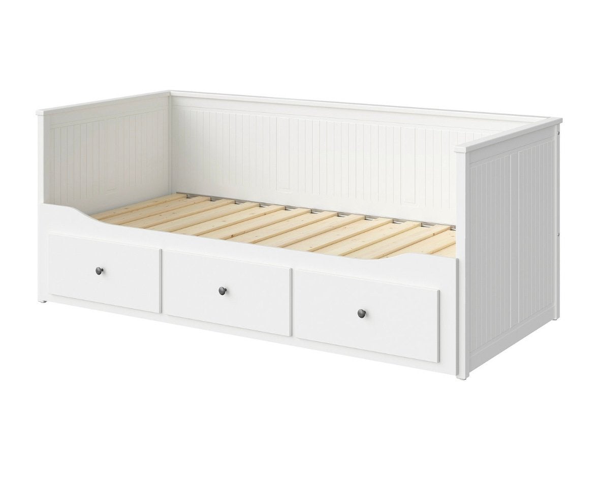 Bedbank met 3 lades, 80x200 cm, Ophalen, Wit, Tweepersoons, Zo goed als nieuw