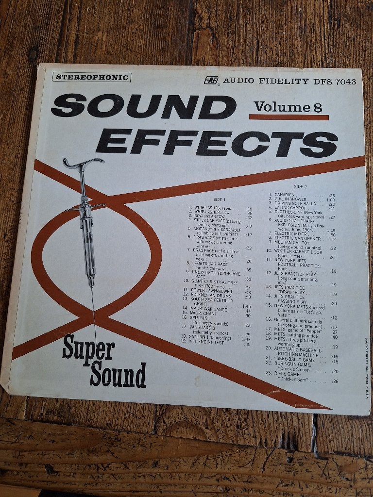 Sound Effects vol.8; girl in shower, electric mixer, drag ra, Import, Ophalen of Verzenden, Zo goed als nieuw, 12 inch
