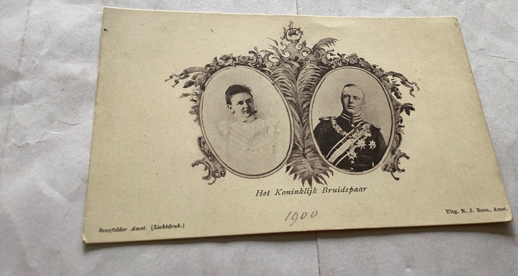 Historische briefkaart: Het Koninklijk Bruidspaar 1900, Ophalen of Verzenden, Voor 1920, Gelopen