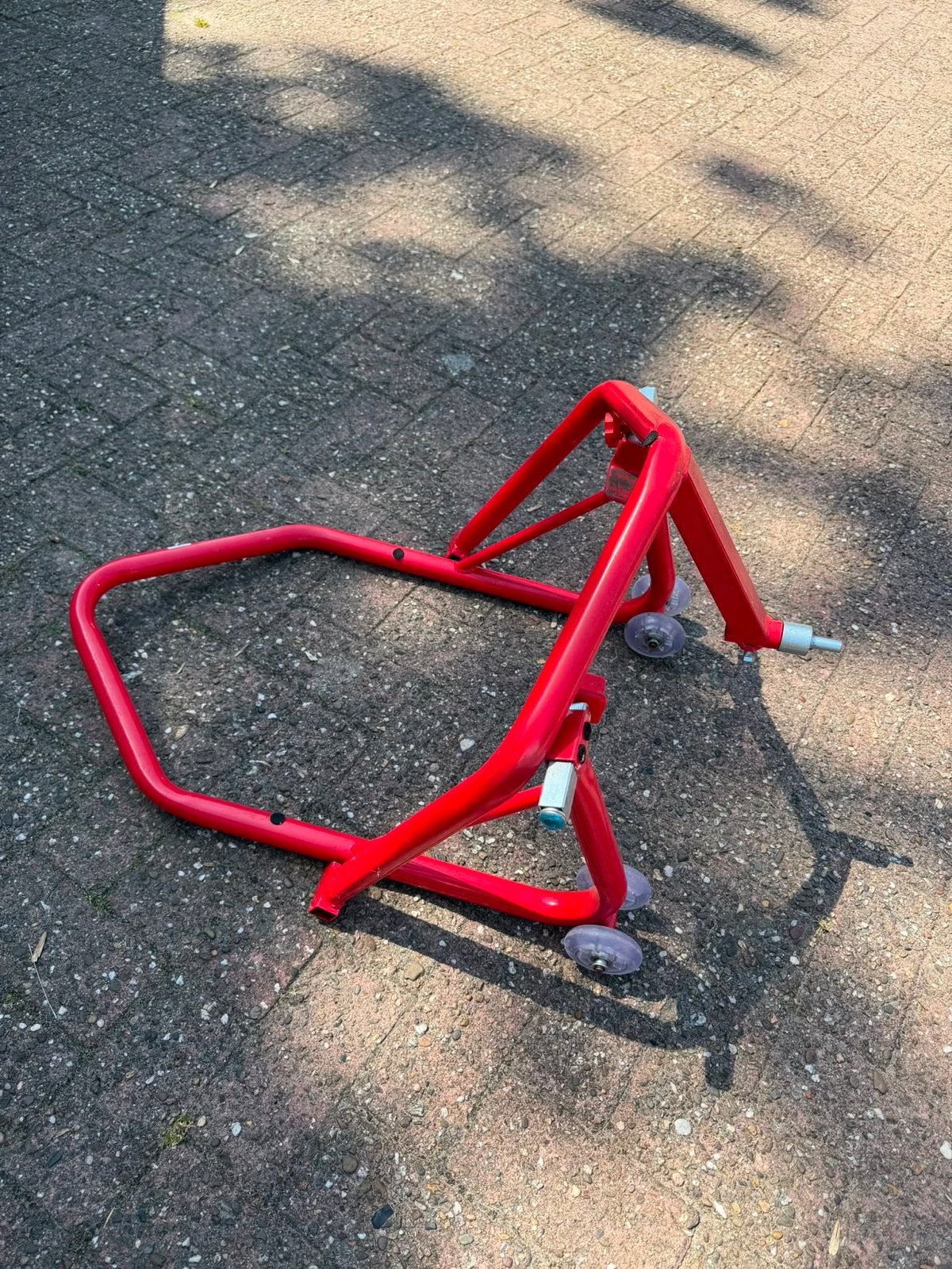 Rode motorfiets paddockstand / motorlift, Ophalen, Gebruikt