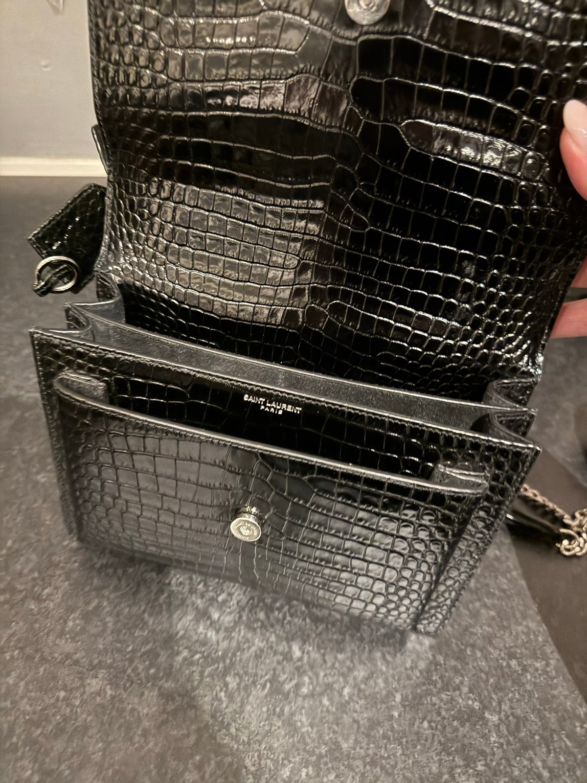 Saint Laurent Kate Schoudertasje Zwart Krokodillenleer Nieuw, Sieraden, Tassen en Uiterlijk, Ophalen of Verzenden, Zo goed als nieuw