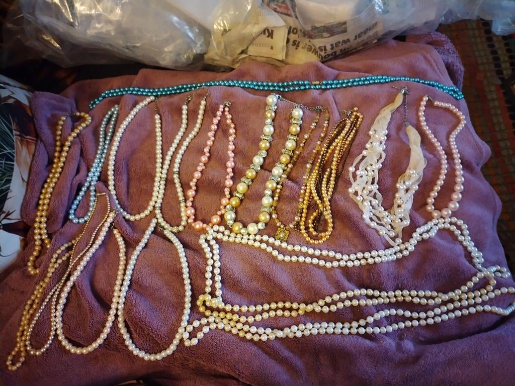 Vintage & antieke nep parels kettingen, Ophalen of Verzenden, Overige kleuren, Overige materialen