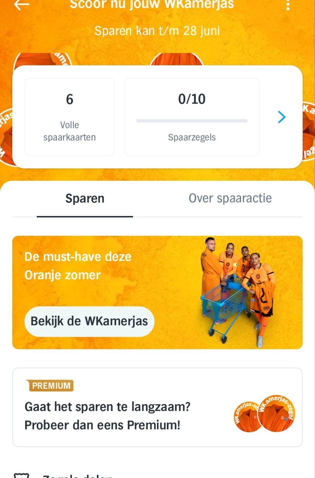 6 volle spaarkaarten AH WK Kamerjas WKamerjas, Ophalen of Verzenden