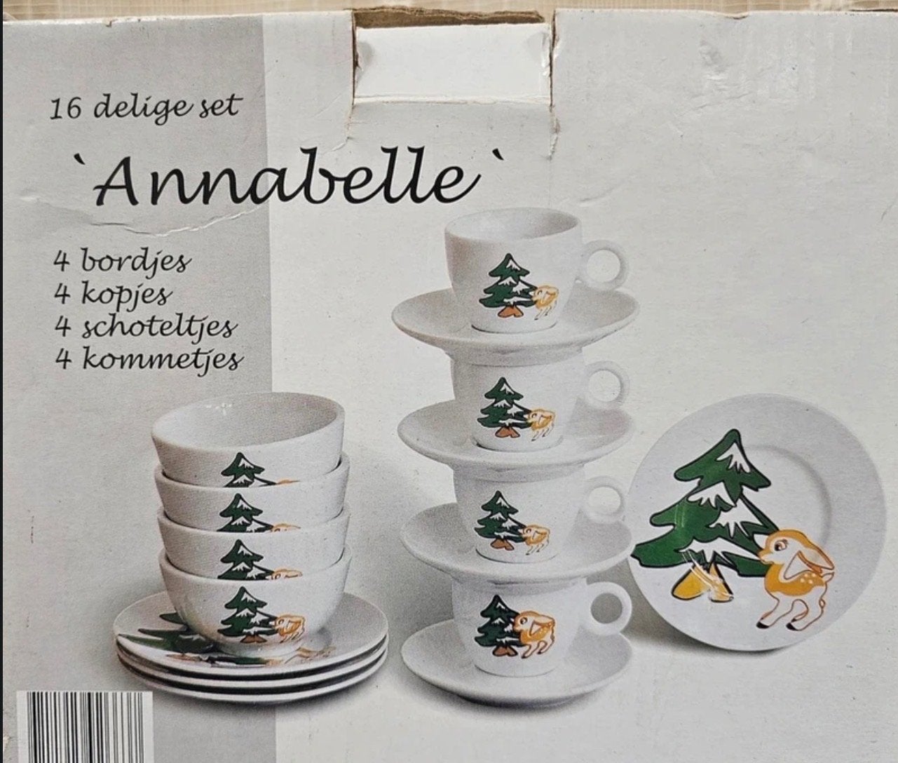 16-delige set 'Annabelle' kinderservies kerst, Overige merken, Keramiek, Landelijk/Boerenbont, Nieuw