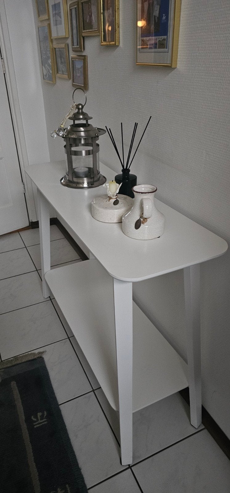 Witte console-/sidetable met extra plank - Zo goed als nieuw, Ophalen, Overige materialen, 100 tot 150 cm, Zo goed als nieuw