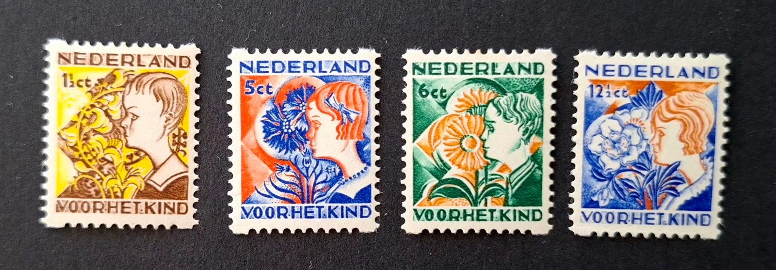 Nederland 1932 nvph R94-97 Kinderzegels Vierzijdighoek Ongeb, Postzegels en Munten, Ophalen of Verzenden