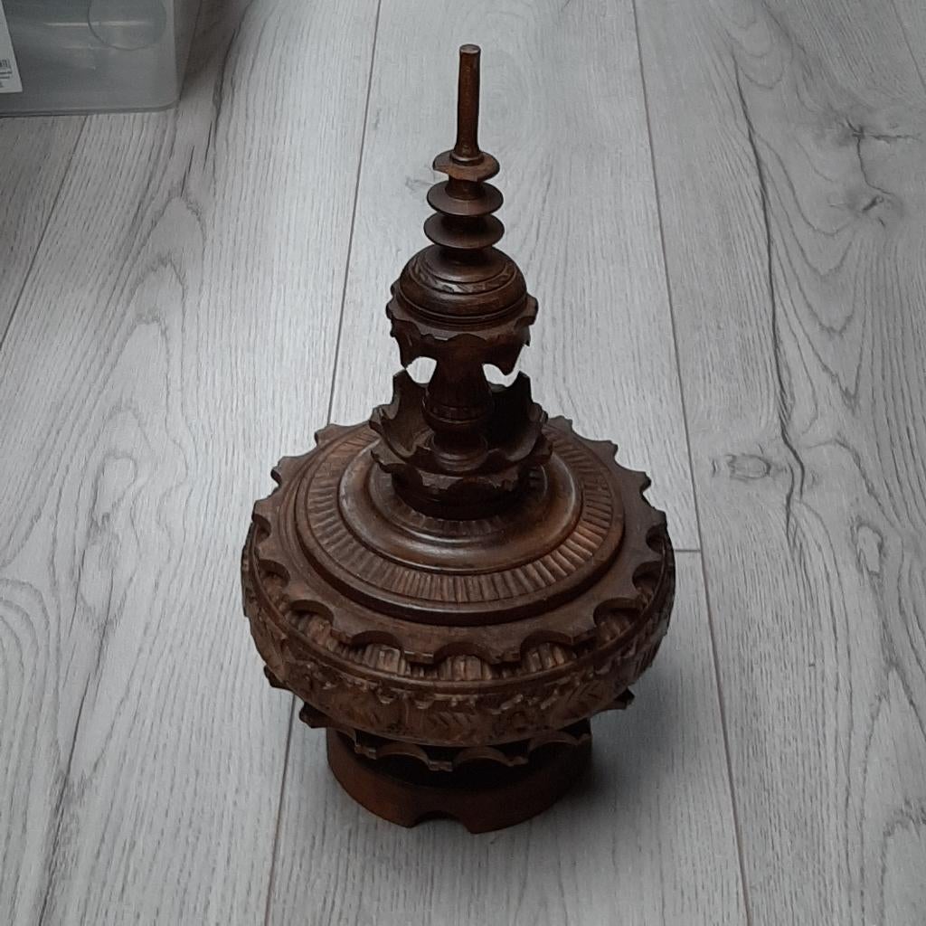 Bijzondere, vintage houten pot met deksel; opschrift Bosnia, Antiek en Kunst, Curiosa en Brocante, Ophalen