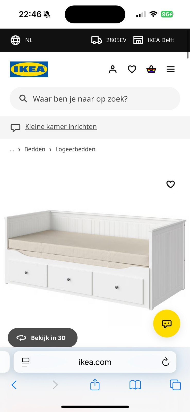 Hemnes ikea bed, Ophalen, Overige materialen, Gebruikt, Eenpersoons