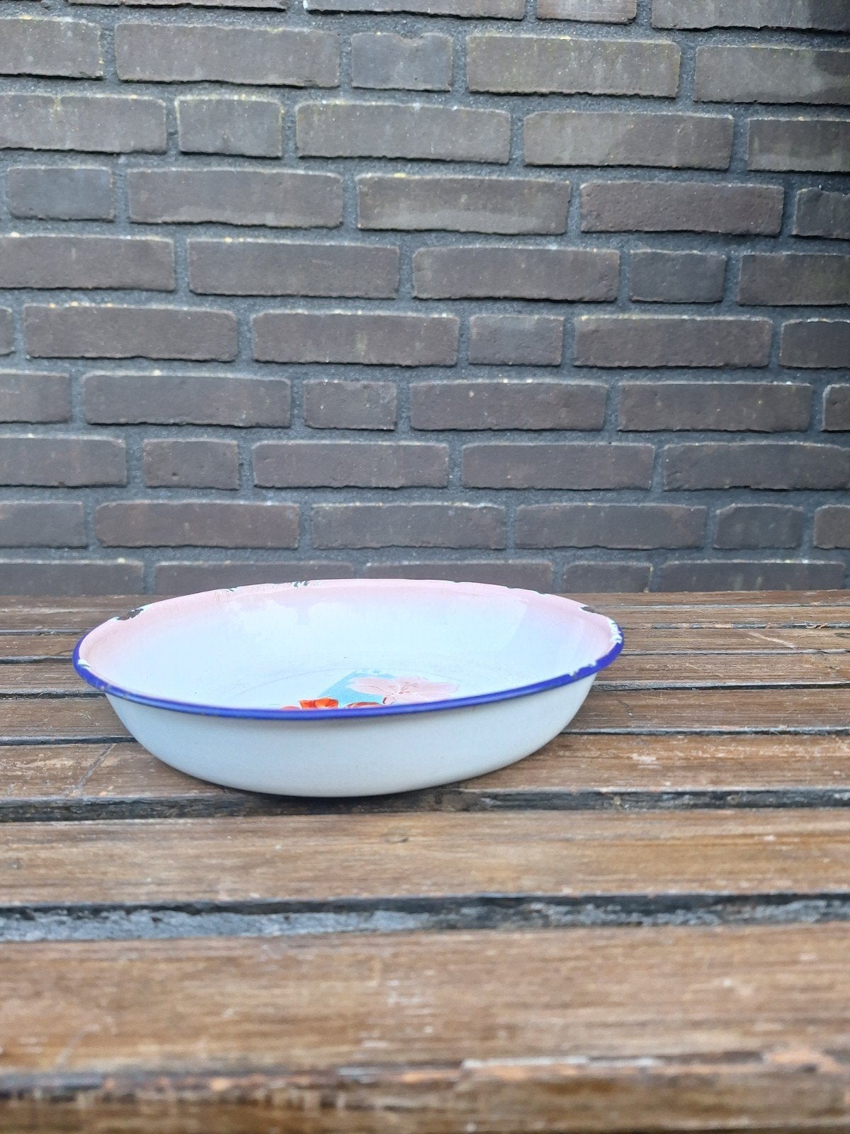 Vintage geëmailleerde schaal - Pauw - Made in China, Antiek en Kunst, Ophalen of Verzenden