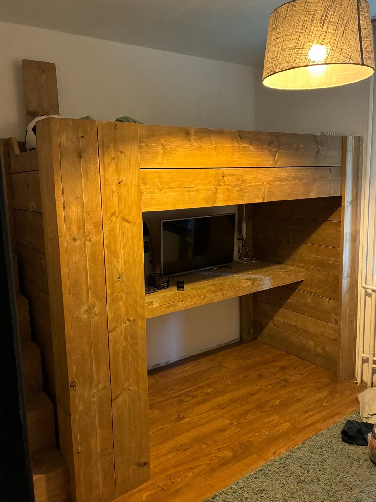 Stoere steigerhouten hoogslaper in perfecte staat!!, Ophalen, Zo goed als nieuw, Hoogslaper