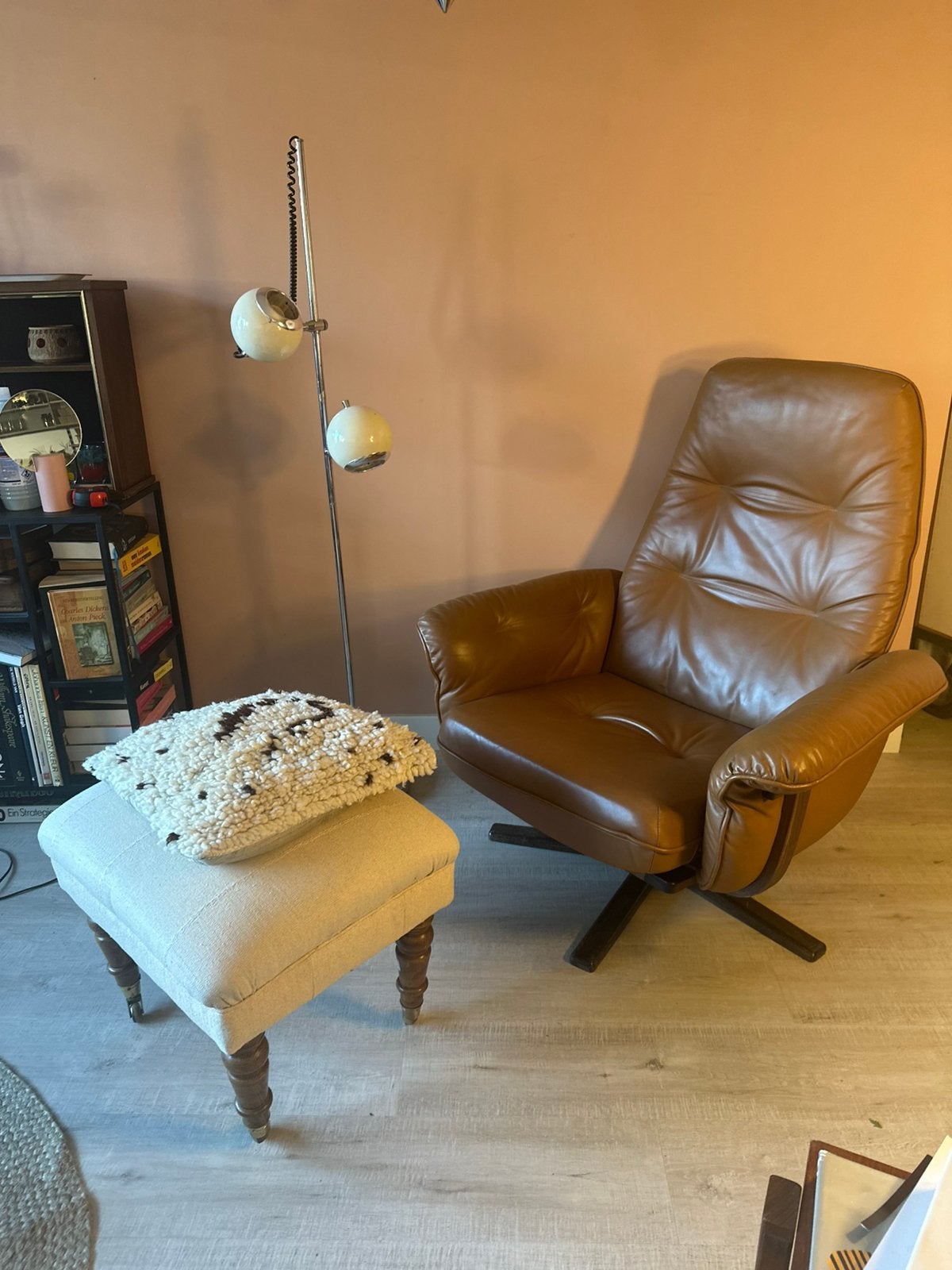 G möbel Sweden leren fauteuil bruin lounge fauteuil vintage, Ophalen of Verzenden, Zo goed als nieuw, 75 tot 100 cm, 50 tot 75 cm