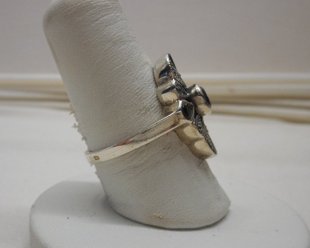 zilveren vintage ring met stenen maat 17.25 nr.532, Verzenden, Zo goed als nieuw, 17 tot 18, Dame