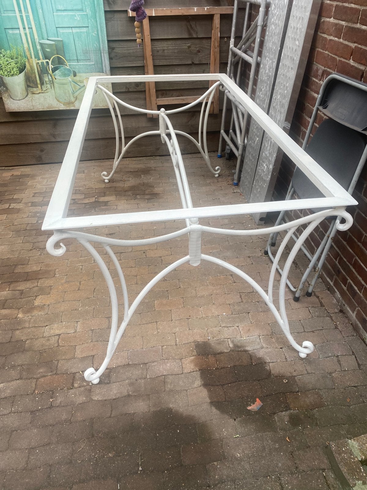 Smeedijzeren tafelonderstel - Vintage, Tuin en Terras, Ophalen, Gebruikt, Rechthoekig, Metaal