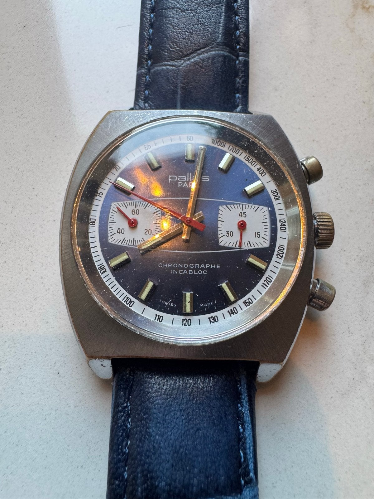 Vintage Pallas Para Chronograaf Jaren '70 - Valjoux 7733, Overige merken, Staal, Met bandje, Polshorloge