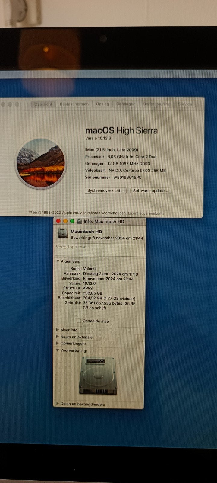 Apple iMac 21.5 – 12 GB RAM / 240 GB, Computers en Software, Gebruikt, 2 tot 3 Ghz, SSD, IMac