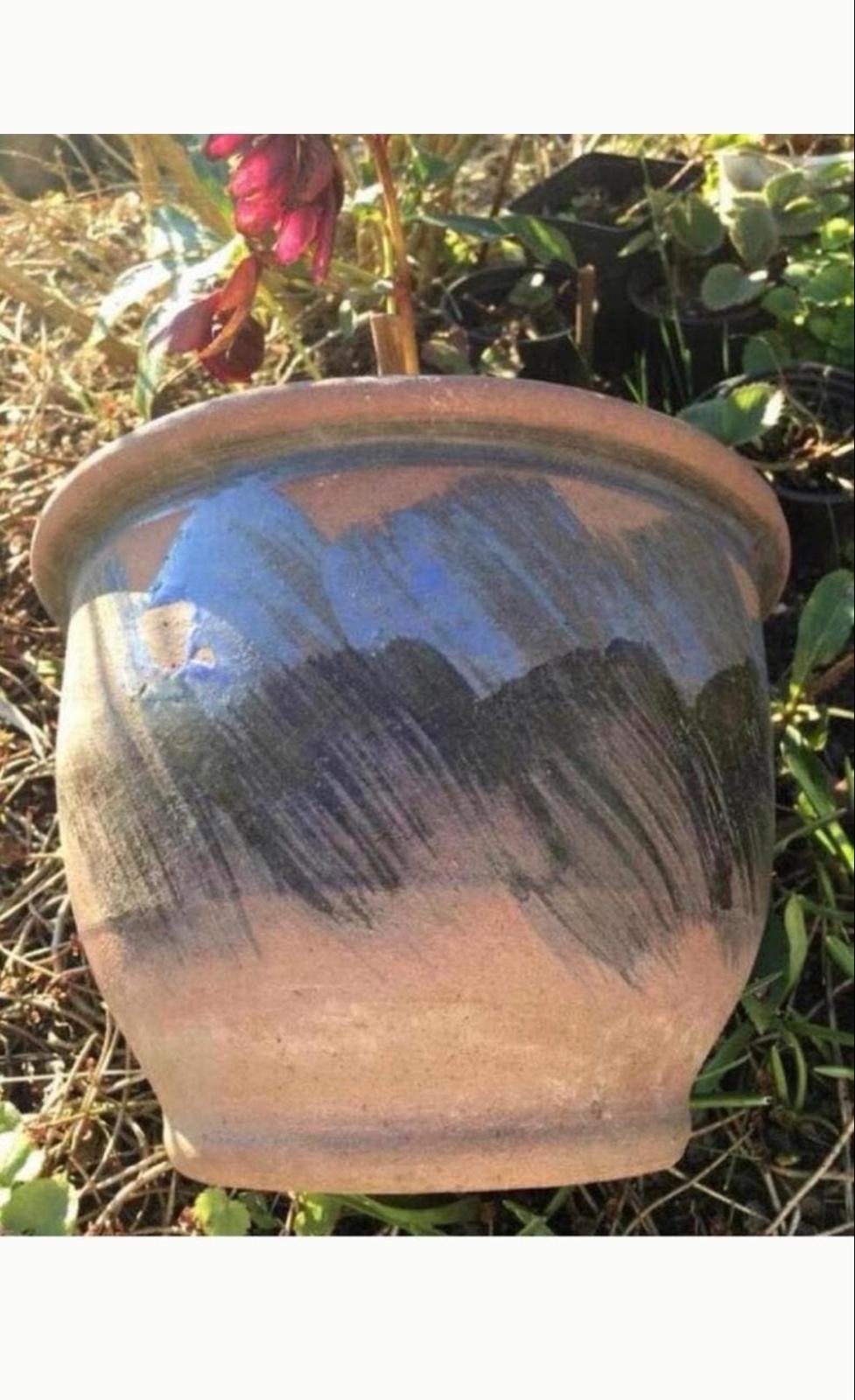 Unieke oud Hollandse terracotta pot 23,5cm, 25 tot 40 cm, Rond, Ophalen of Verzenden, Zo goed als nieuw