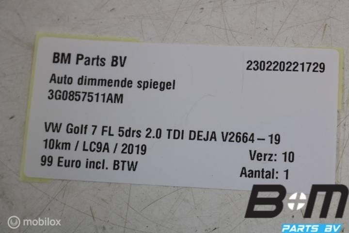Auto dimmende spiegel VW Golf 7 FL 3G0857511AM, Gebruikt